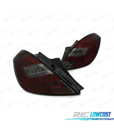 FAROLINS TRASEIROS LED PARA OPEL CORSA D 3P 06-14 RED SMOKED VERMELHO FUMADO ESCURECIDO