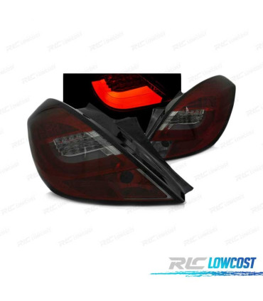 FAROLINS TRASEIROS LED PARA OPEL CORSA D 3P 06-14 RED SMOKED VERMELHO FUMADO ESCURECIDO
