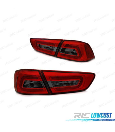 FAROLINS TRASEIROS LED MITSUBISHI LANCER 8 SEDAN 08-11 RED SMOKED VERMELHO FUMADO ESCURECIDO