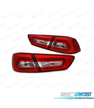 FAROLINS TRASEIROS LED MITSUBISHI LANCER 8 SEDAN 08-11 RED CRYSTAL VERMELHO CRISTAL