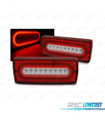 FAROLINS TRASEIROS LED DINÂMICO MERCEDES W463 CLASE G 90-12 RED CRYSTAL VERMELHO CRISTAL