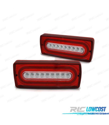 FAROLINS TRASEIROS LED DINÂMICO MERCEDES W463 CLASE G 90-12 RED CRYSTAL VERMELHO CRISTAL