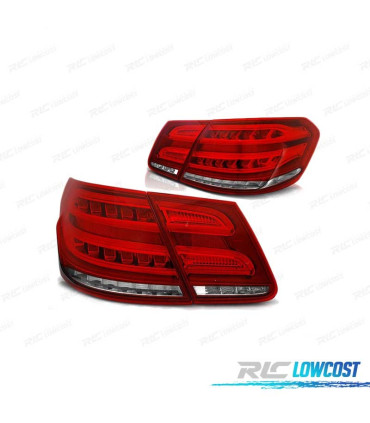 FAROLINS TRASEIROS LED DINÂMICO PARA MERCEDES W212 13-16 RED SMOKED