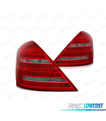 FAROLINS TRASEIROS LED MERCEDES CLASSE S W221 05-09 VERMELHO CRISTAL