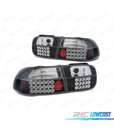 FAROLINS TRASEIROS LED PARA HONDA CIVIC 91-95 BLACK PRETO