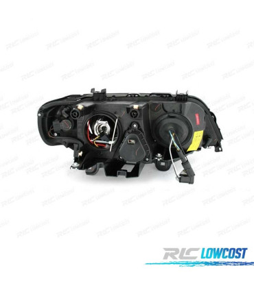 FARÓIS ANGEL EYES PARA BMW X5 E53 00-03 FUNDO PRETO