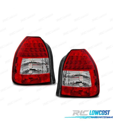 FAROLINS TRASEIROS LED HONDA CIVIC 3P 95-01 VERMELHO CRISTAL