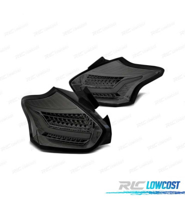 FAROLINS TRASEIROS PARA FORD FOCUS 3 HATCHBACK 14-17 LED DINÂMICO FUMADO