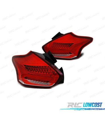 FAROLINS TRASEIROS LED DINÂMICO PARA FORD FOCUS 3 HATCHBACK 15-18 VERMELHO