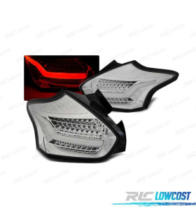 FAROLINS TRASEIROS LED DINÂMICOS PARA FORD FOCUS 3 HATCHBACK 15-18 CHROME CROMADO