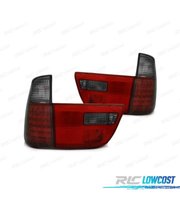 FAROLINS TRASEIROS LED PARA BMW X5 E53 99-03 RED SMOKED VERMELHO FUMADO ESCURECIDO