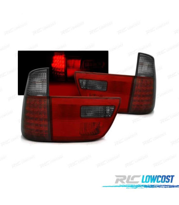 FAROLINS TRASEIROS LED PARA BMW X5 E53 99-03 RED SMOKED VERMELHO FUMADO ESCURECIDO