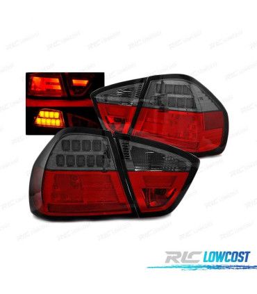 FAROLINS TRASEIROS LED PARA BMW E90 03.05-08.08 RED SMOKED VERMELHO FUMADO ESCURECIDO