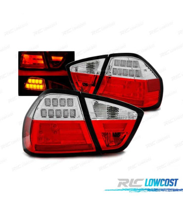 FAROLINS TRASEIROS LED PARA BMW E90 SEDAN 05-08 VERMELHO CRISTAL