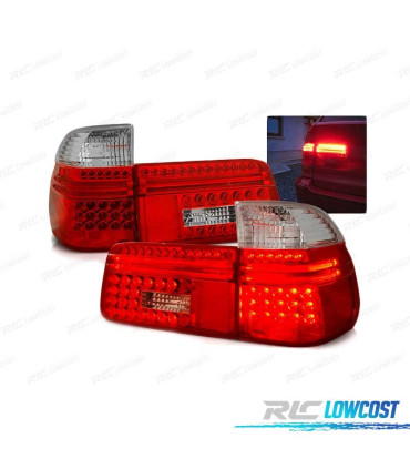 FAROLINS TRASEIROS LED BMW E39 TOURING 97-00 VERMELHO BRANCO