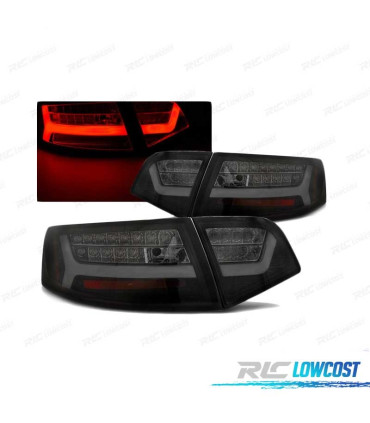 FAROLINS TRASEIROS LED PARA AUDI A6 SEDAN 08-11 PRETO FUMADO ESCURECIDO