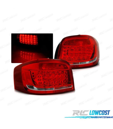 FAROLINS TRASEIROS LED PARA AUDI A3 8P 08-12 VERMELHO BRANCO