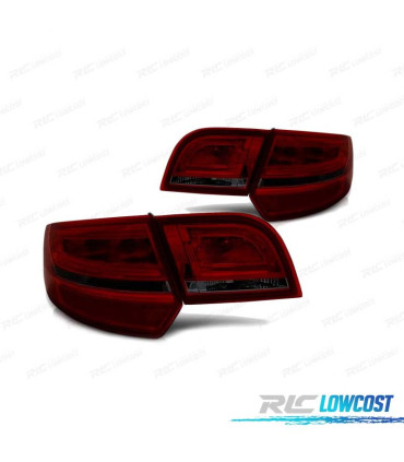 FAROLINS TRASEIROS LED PARA AUDI A3 8P SPORTBACK 04-08 LED BAR" RED SMOKED VERMELHO FUMADO ESCURECIDO