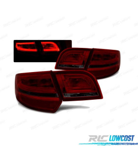 FAROLINS TRASEIROS LED PARA AUDI A3 8P SPORTBACK 04-08 LED BAR" RED SMOKED VERMELHO FUMADO ESCURECIDO