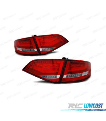 FAROLINS TRASEIROS LED PARA AUDI A4 B8 SEDAN 08-11 VERMELHO BRANCO