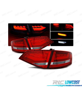 FAROLINS TRASEIROS LED PARA AUDI A4 B8 SEDAN 08-11 VERMELHO BRANCO