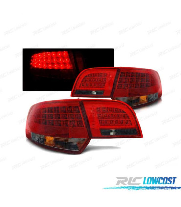 FAROLINS TRASEIROS LED AUDI A3 8P 04-08 SPORTBACK RED SMOKE VERMELHO FUMADO-ESCURECIDO