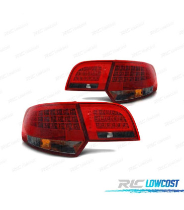 FAROLINS TRASEIROS LED AUDI A3 8P 04-08 SPORTBACK RED SMOKE VERMELHO FUMADO-ESCURECIDO