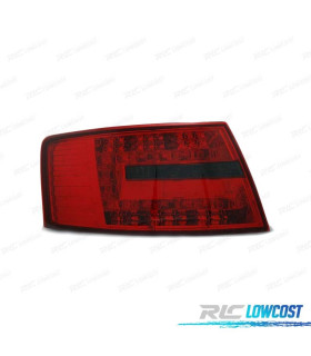 FAROLINS TRASEIROS LED AUDI A6 C6 SEDAN 04-08 RED SMOKE VERMELHO FUMADO-ESCURECIDO