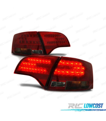 FAROLINS TRASEIROS LED PARA AUDI A4 B7 AVANT 04-08 VERMELHO FUMADO - ESCURECIDO