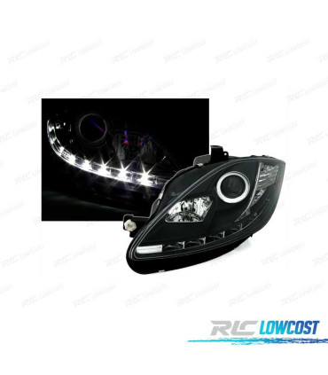 FARÓIS SEAT LEON ALTEA 09-12 TRU DRL LUZ DIURNA REAL FUNDO PRETO