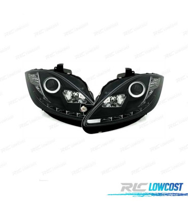 FARÓIS SEAT LEON ALTEA 09-12 TRU DRL LUZ DIURNA REAL FUNDO PRETO