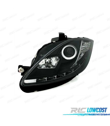 FARÓIS SEAT LEON ALTEA 09-12 TRU DRL LUZ DIURNA REAL FUNDO PRETO