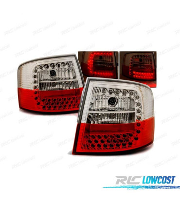 FAROLINS TRASEIROS LED AUDI A6 AVANT 97-04 VERMELHA CRISTAL