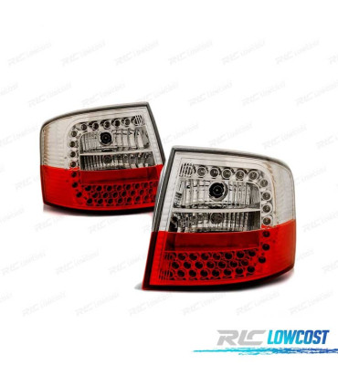 FAROLINS TRASEIROS LED AUDI A6 AVANT 97-04 VERMELHA CRISTAL