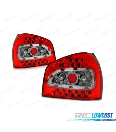 FAROLINS TRASEIROS LED AUDI A3 96-00 VERMELHO BRANCO
