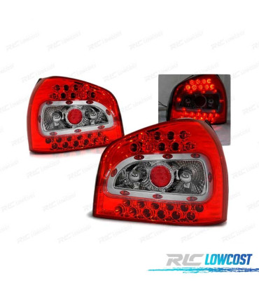 FAROLINS TRASEIROS LED AUDI A3 96-00 VERMELHO BRANCO