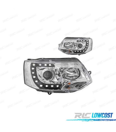 FARÓIS FRONTAIS PARA VOLKSWAGEN VW T5 MULTIVAN CARAVELLE 09-15 CROMO