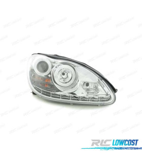 FARÓIS COM LUZ DIURNA LED PARA MERCEDES S W220 02-05 FUNDO CROMADO