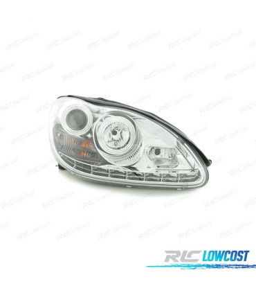 FARÓIS COM LUZ DIURNA LED PARA MERCEDES S W220 02-05 FUNDO CROMADO