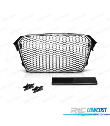 GRELHA FRONTAL AUDI A4 B8 11-15 CROMADA PRETO LOOK RS