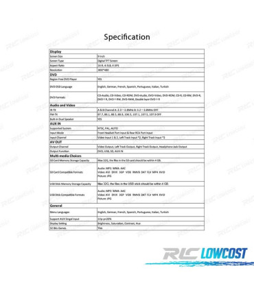 ENCOSTO DE CABEÇA MULTIMEDIA DVD 9" PULGADAS TACTIL COR EM PRETO
