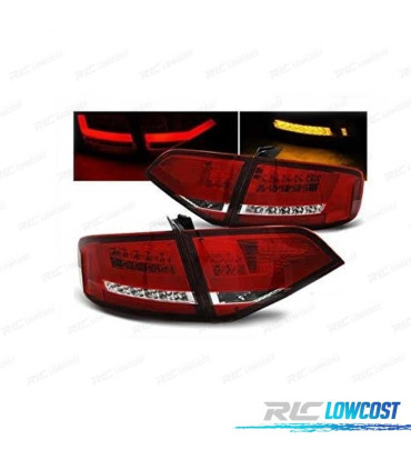 FAROLINS TRASEIROS AUDI A4 B8 07-11 LIGHT BAR VERMELHO CROMADO