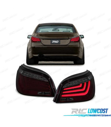 FAROLINS TRASEIROS LIGHTBAR LED BMW E60 03-07 VERMELHO BRANCO ESCURECIDOS
