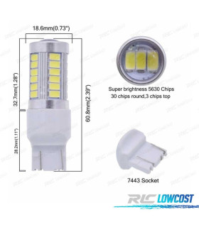 LÂMPADA LED T20 BRANCA 33 LED SMS CANBUS