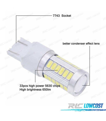 LÂMPADA LED T20 BRANCA 33 LED SMS CANBUS