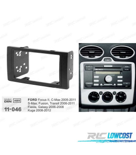 MOLDURA ADAPTADOR PRETO PARA RADIO 2-DIN PARA FORD FOCUS C-MAX S-MAX FUSION TRANSIT FIESTA GALAXY KUGA
