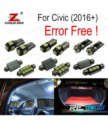 KIT COMPLETO 9 LAMPADAS LED INTERIOR PARA HONDA CIVIC 10TH GEN 16-