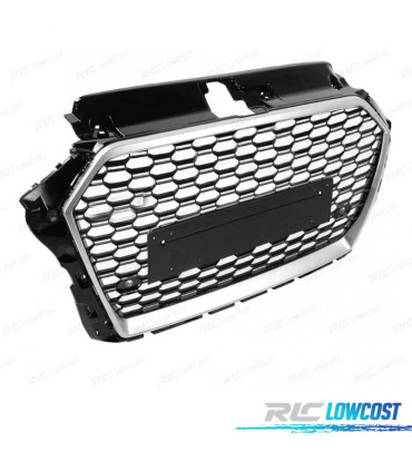 GRELHA AUDI A3 8V 17-19 LOOK RS3 PRETO PRATEADO