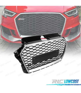 GRELHA AUDI A3 8V 17-19 LOOK RS3 PRETO PRATEADO