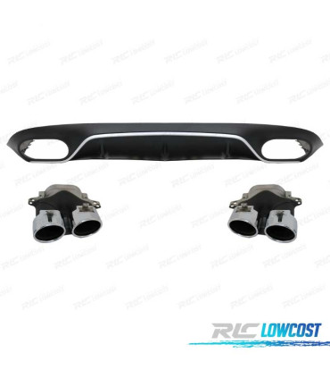 DIFUSOR MERCEDES CLASE E C238 17-19 LOOK AMG E53 PRATEADO + PONTEIRAS DE ESCAPE